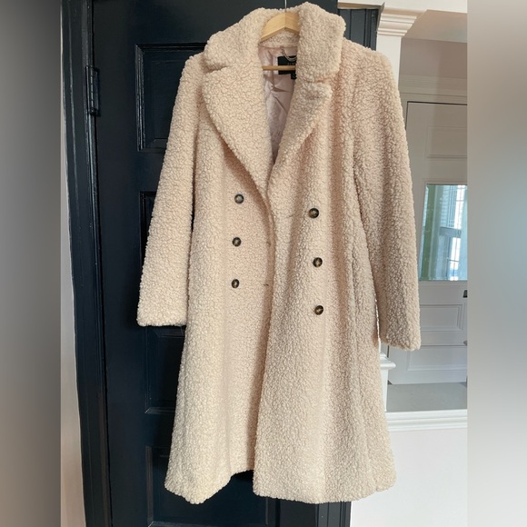 Jcrew double breasted teddy Sherpa topcoat size M - Picture 3 of 4